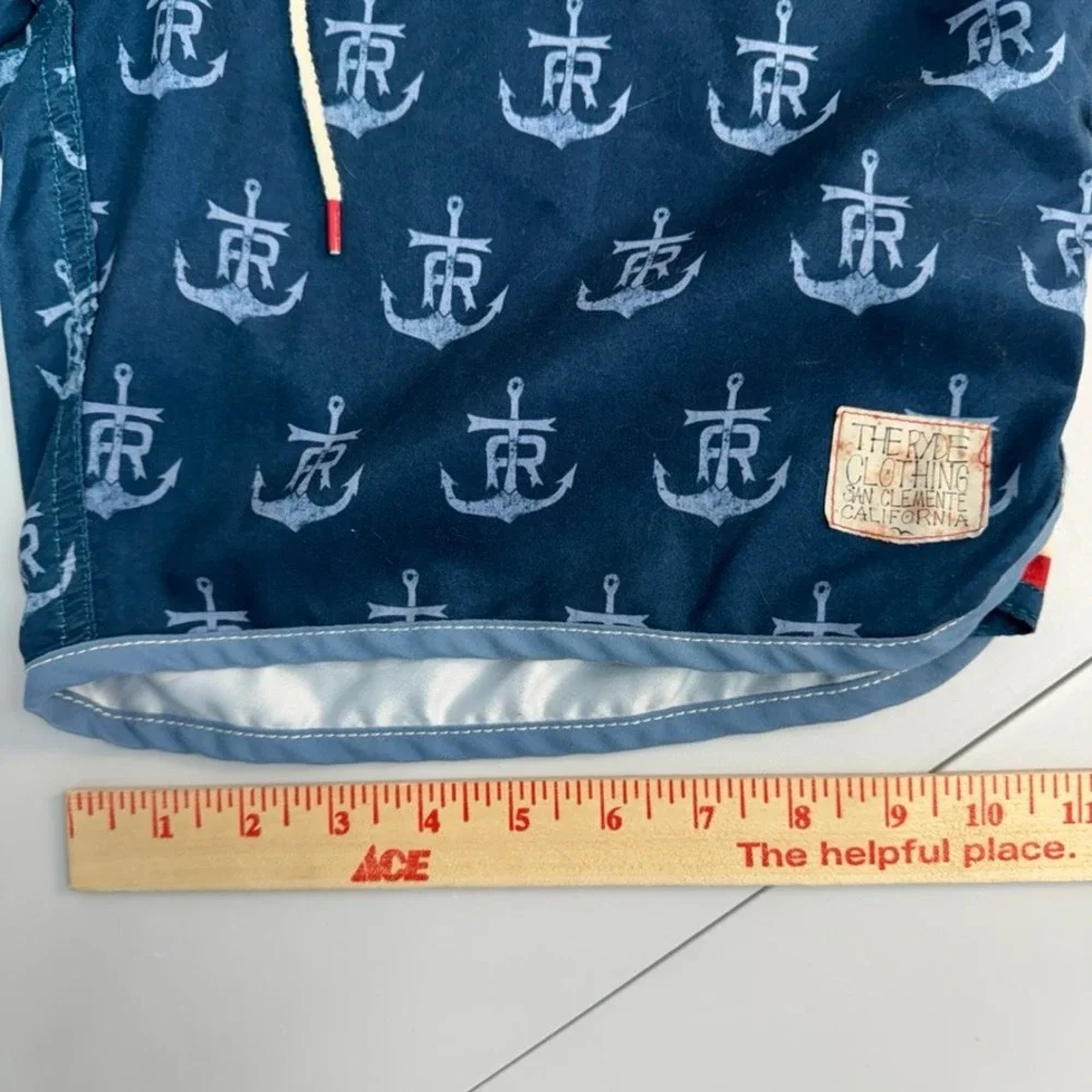 The Ryde Surf Clothing Mens Board Shorts Navy Blue Anchor Print Size 34 M101PRDE